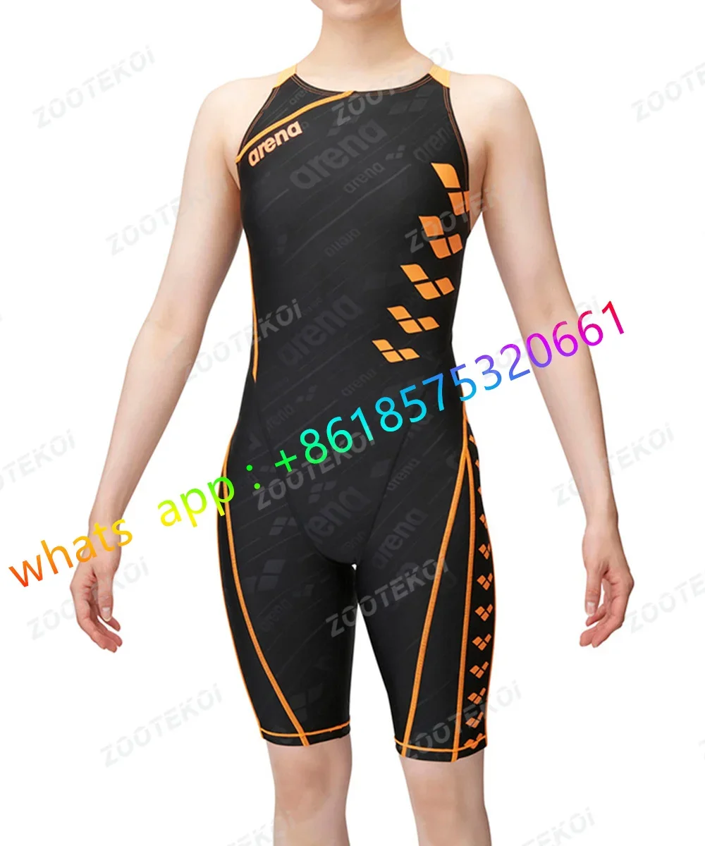 Female Versatile Training Swim Suit Knee Length Swimwear Bodysuit Sports Race Swimming Swimsuit Summer Open Water Bathing Suit