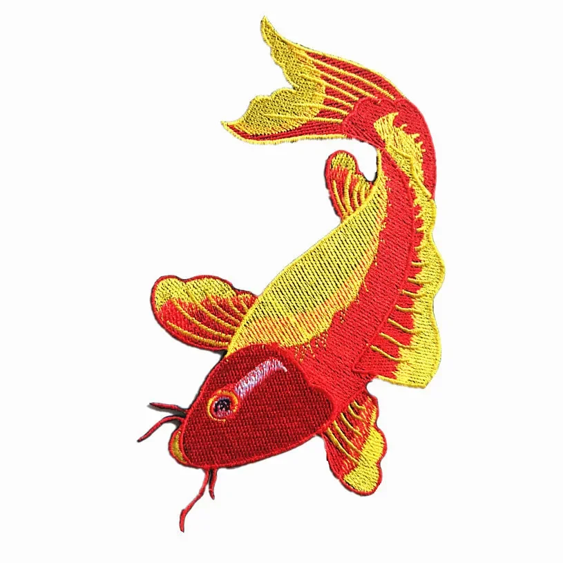 FZdiy Iron on Koi Fish Patches for Clothing DIY T-shirt Applique Embroidery Cloth Patch Stickers Badge