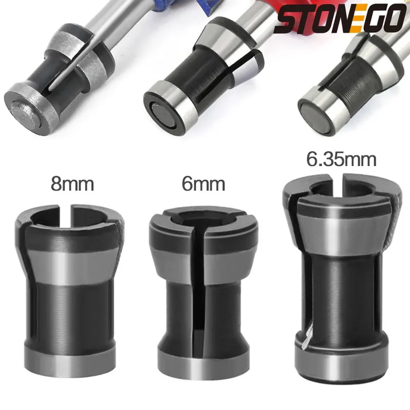 STONEGO Carbon Steel Router Chuck Conversion Milling Extension Collet Mill Adapter Rod Woodwork Tool Trim Router Bit Collet