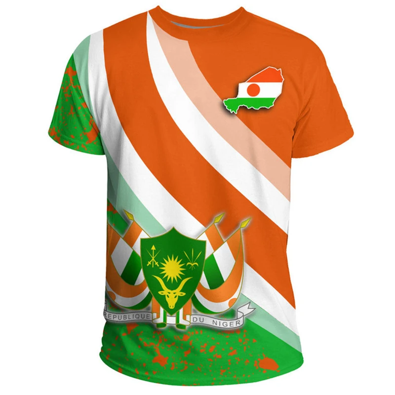 New Fashion Niger Flag 3d Print Men's NE National Emblem T-shirt Short Sleeve Male Clothing Street Oversized Tees Tops Clothing