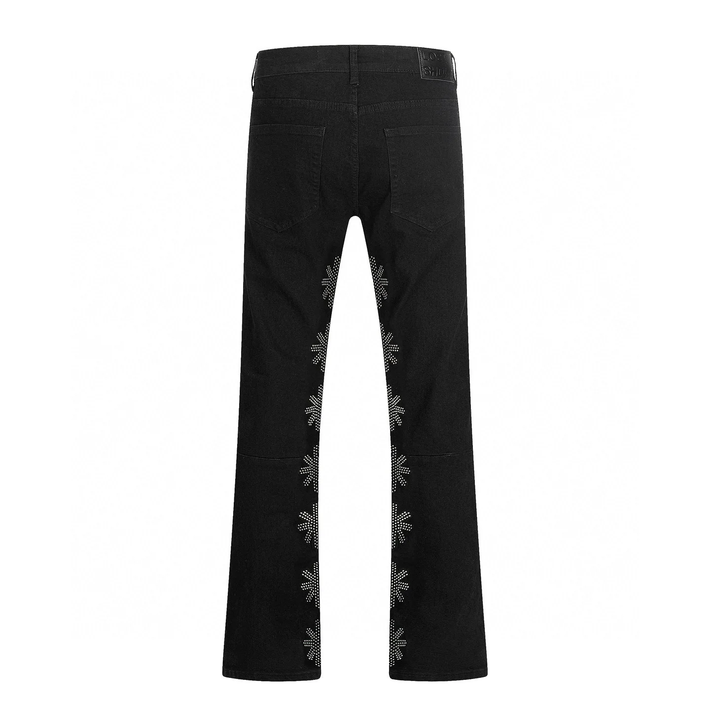 LOSTSHDWS JEANS Sunflower Heavy-Duty Rhinestone-Embellished American High-Street Washed Slightly Flared Jeans