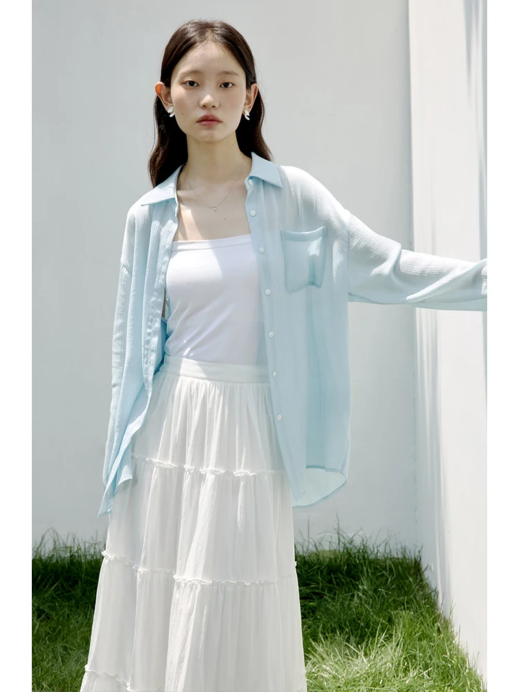 ZIQIAO Summer Light Loose Sun-proof Shirt Jacket For Women 2024 Summer New Design Slim Versatile Casual Female Top 24ZQ92444