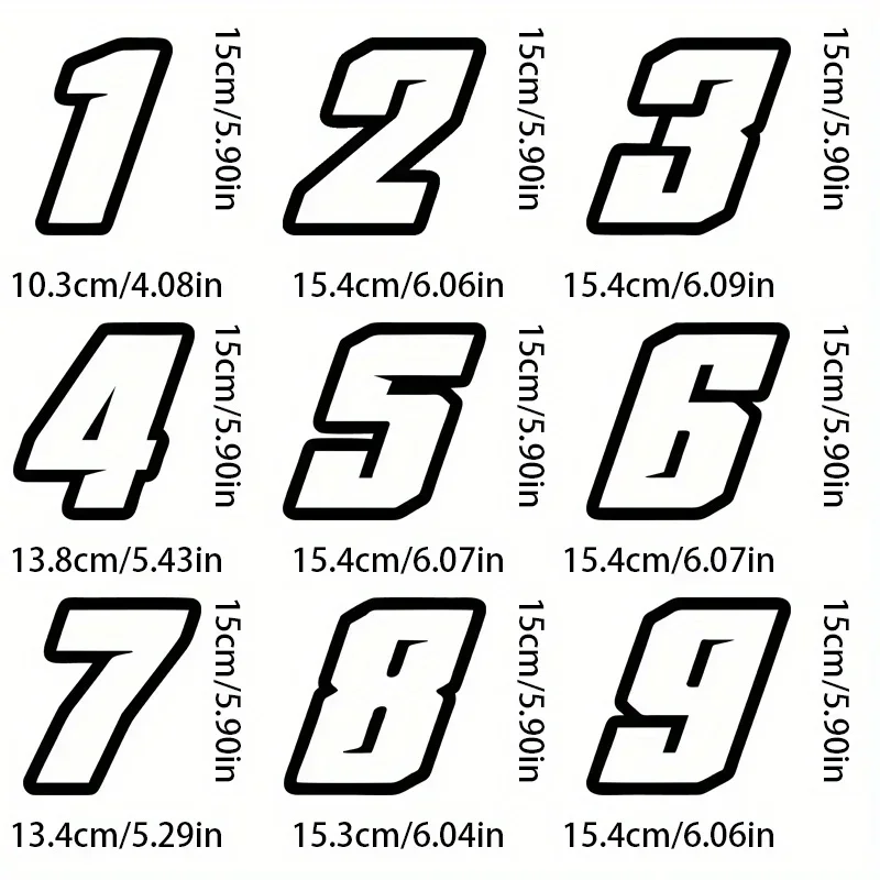 Racing Number Sticker 1Pc 1-9 Waterproof PVC Vinyl Decal Self Adhesive Motorcycle Helmet Fairing Car Window Tank