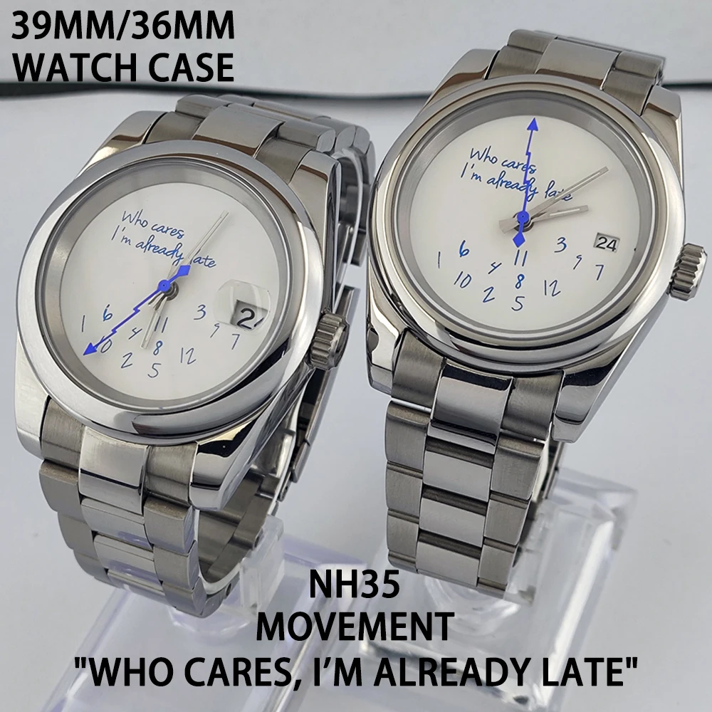 36mm/39mm NH  Watch 35  Who cares im already late Watch No Logo Sapphire Crystal Glass NH3 5 Automatic Movement Men\'s Watch