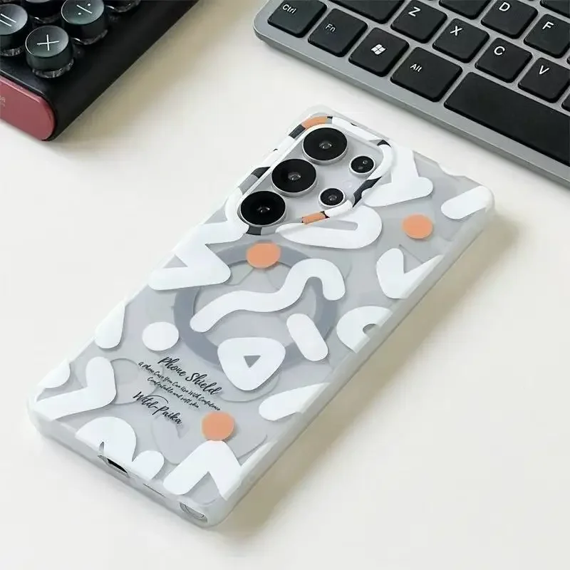 Creative Doodle Magnet Premium For Samsung Galaxy S26 Ultra  S25 Ultra S24 S25 S24 Ultra Airbag Anti-drop couple phone case
