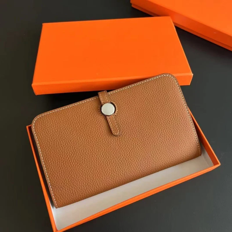 long-leather-wallet-litchi-pattern-top-layer-cowhide-ladies-passport-bag-genuine-leather-women-handheld-wallet-square-shape