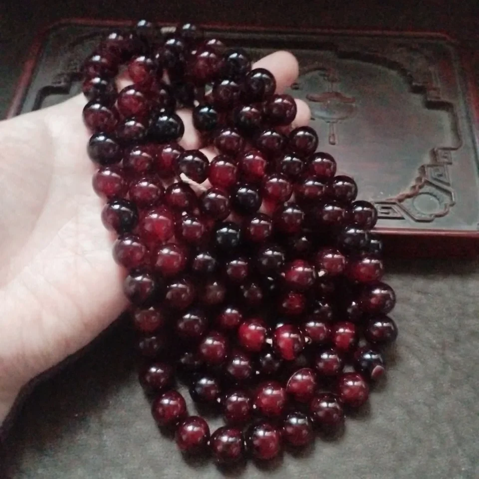 Dark Red Glossy Spherical Bead Strand Multi-layer Woven Bracelet Unisex Boho DIY Jewelry Making Craft Accessories