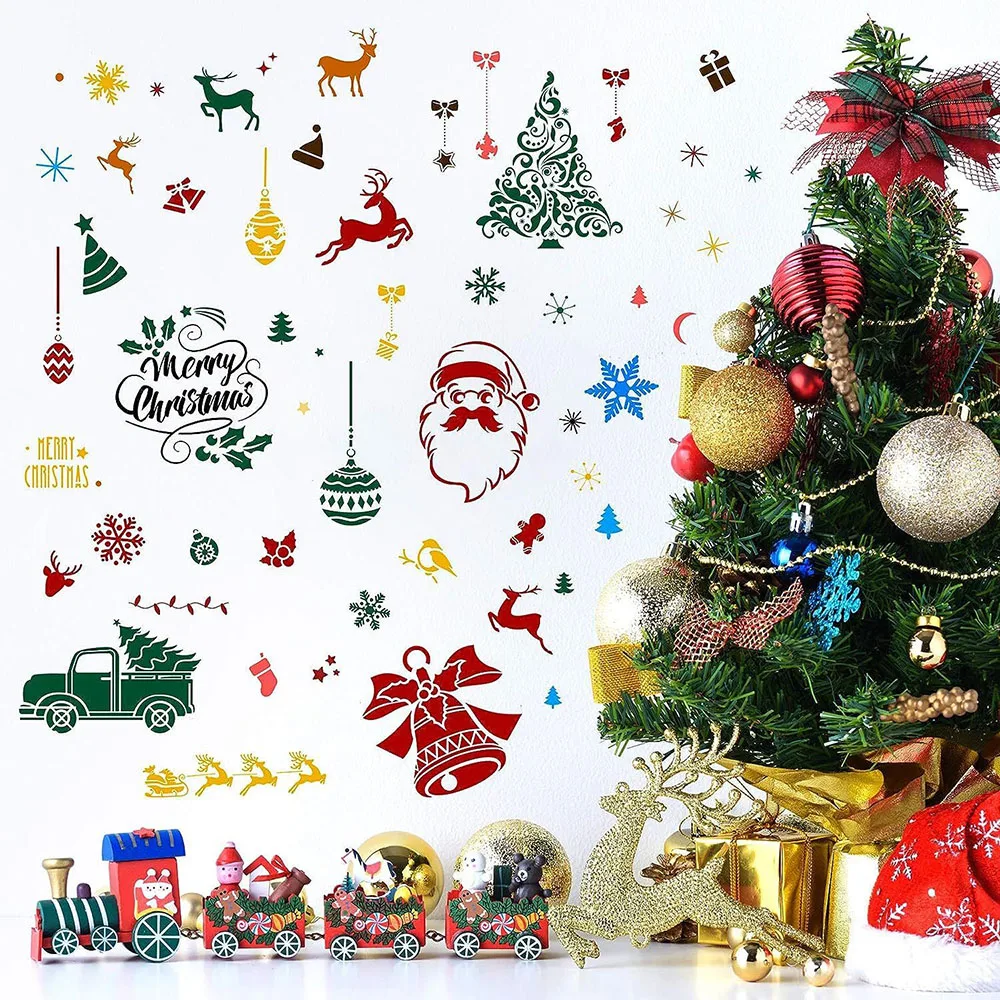 8-piece Christmas painting hollow template set, reusable Christmas tree reindeer snowflake pattern template