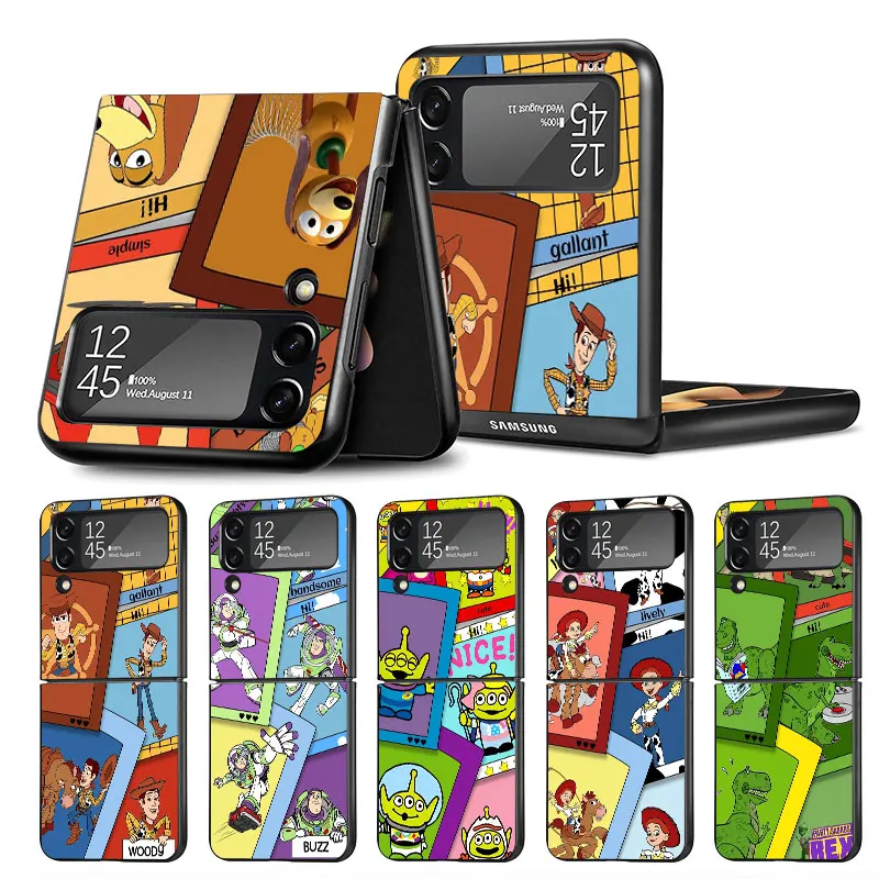 Case For Samsung Galaxy Z Flip 3 4 5G Fall Prevention PC Hard Luxury Phone Cover ZFlip3 ZFlip4 Funda Toy Story Disney Cartoon