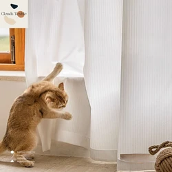 Anti-cat Scratching Phantom Veil Customized Size White Curtains for Living Dining Room Bedroom Veil Balcony Window Screen