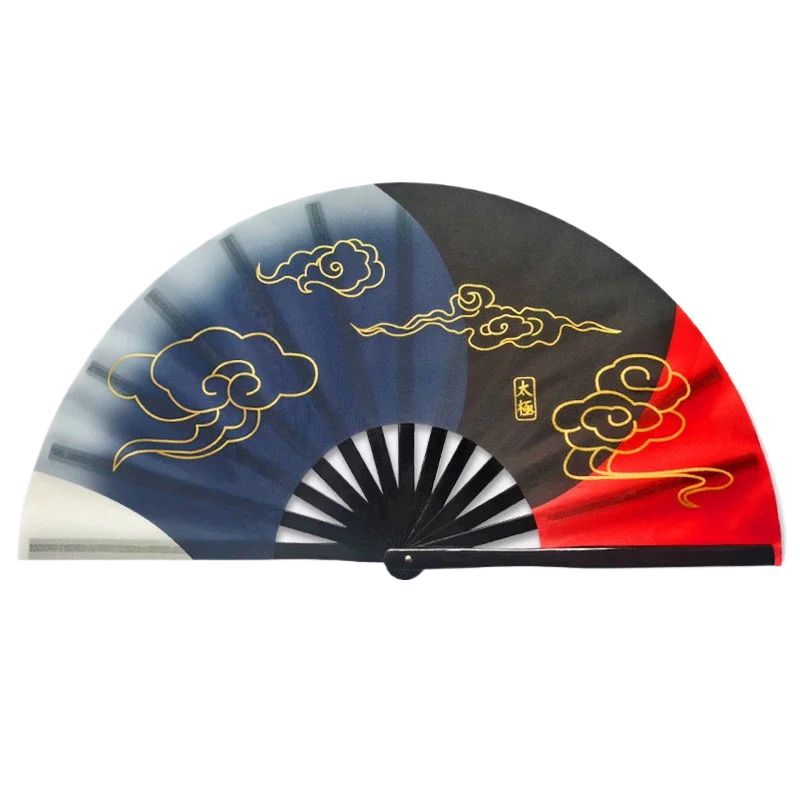 

Gilded Auspicious Cloud Tai Chi Fan High Grade Bamboo Bone Kung Fu Taiji Fan Single Double Sided Dance Martial Arts Fitness Fan