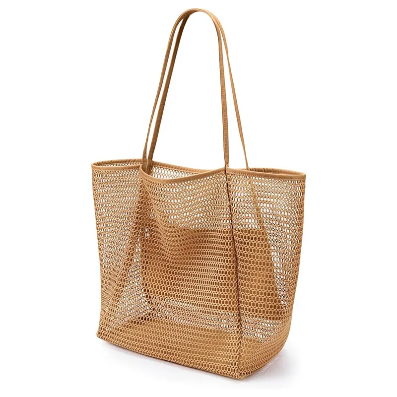 SPR20 Beach Mesh Tote Bag, Casual Tote Bag Hobo Women Foldable MAX 23L Shoulder Bag For Beach Picnic Vacation