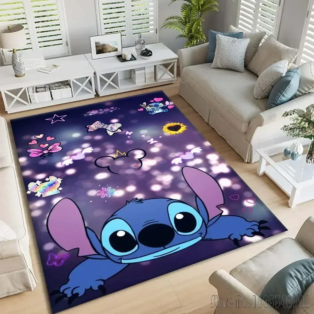 Disney Stitch Pattern Rug Carpets 120x160cm Decor for Living Room Children's Bedroom Sofa Bathroom Kids Floor Mat