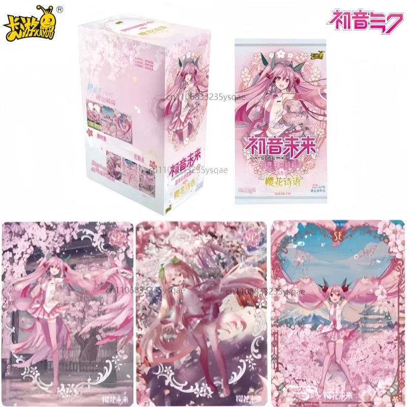 Tarjeta KAYOU genuina de Hatsune Miku, Sakura, poesía Chujianbao, animación, juego de dibujos animados, tarjeta de colección, juguete periférico, regalo para niña