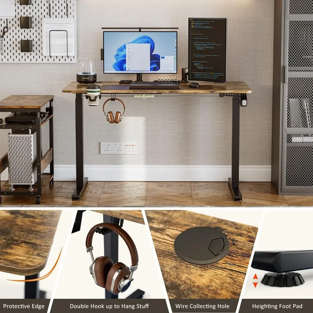 Standing Desk com Splice Board, Standing Desk, elétrica, altura ajustável, Sit Stand, Casa e Escritório, 48x24 polegadas