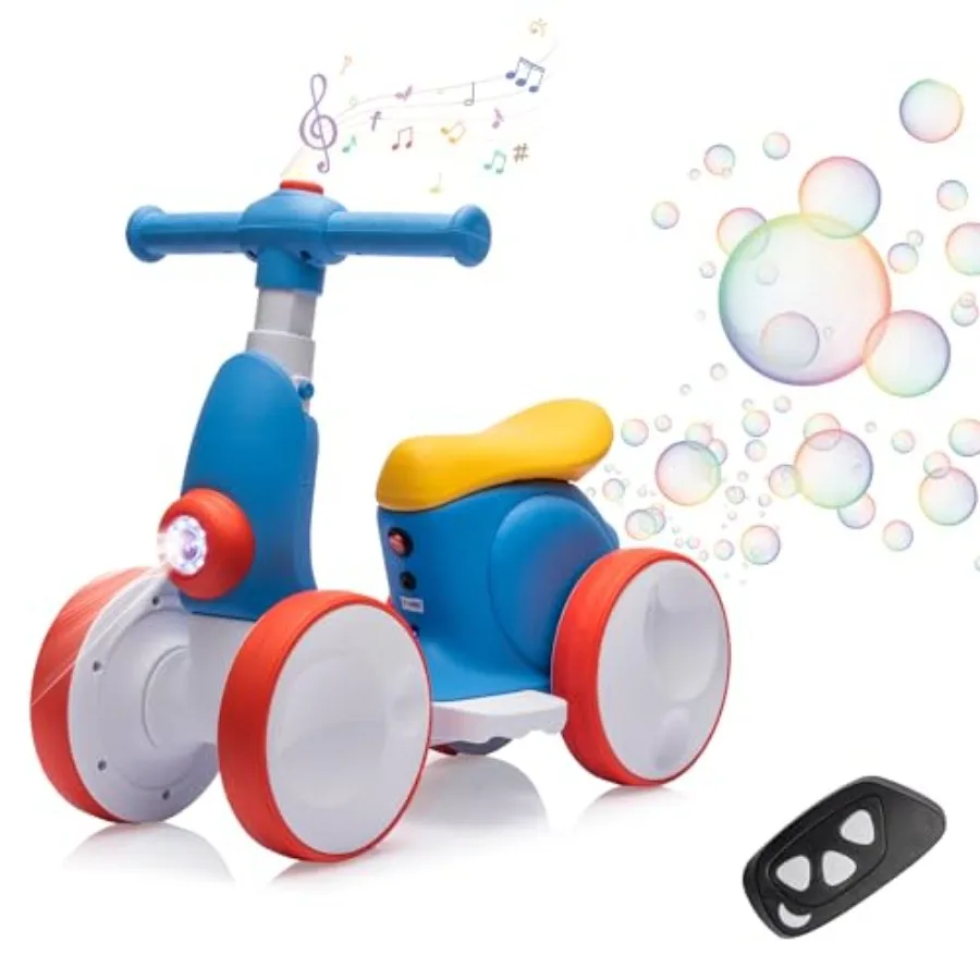 Bici elettrica per bambini da 6 V per ragazzi di 1 anno, ragazze, giocattoli da 12-48 mesi, bici da equilibrio per bambini, 4 ruote, prima bici con