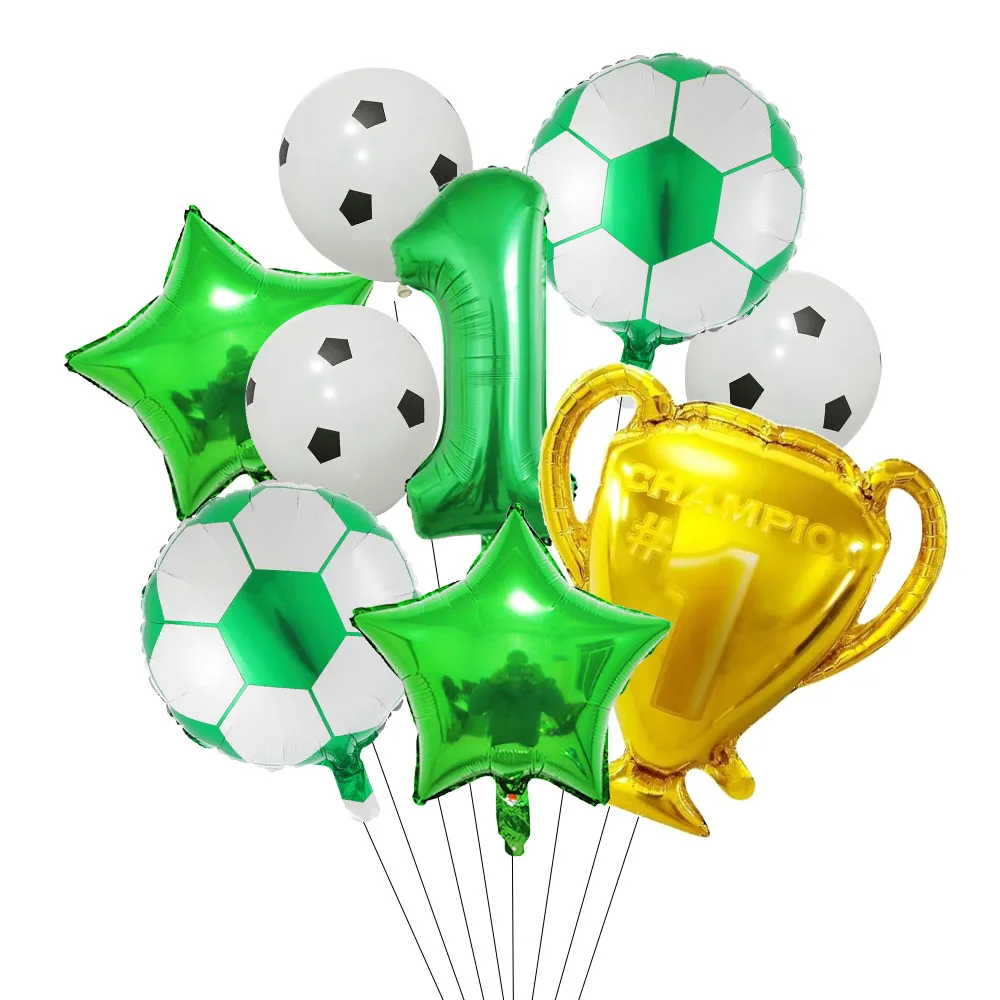 9Pc Gold Trophy Football Soccer Foil Balloon Birthday Party Decorations Kids Toys Gifts Adult Soccer Sports Theme Party Supplies