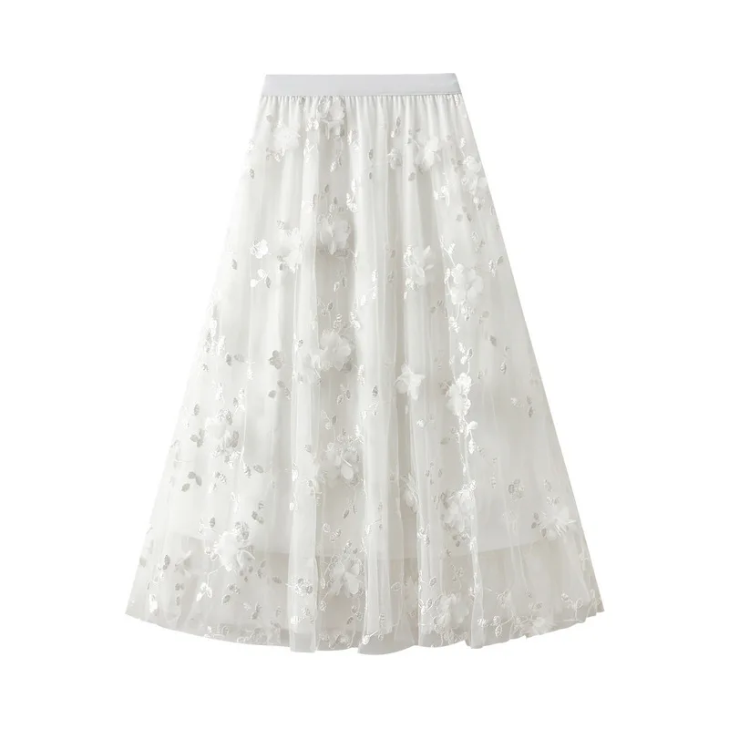 

Mesh Fairy Skirt for Women, Embroidery, High Waist, Pleated, A-line, Fairy, A-line skirt mini skirt mid length skirt 2025