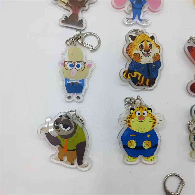 Anime Movie Zootropolis Judith Nick Flash Cosplay Keychain Zootopia Accessories Key Chain Animal Doll Acrylic Pendant Toy Gift