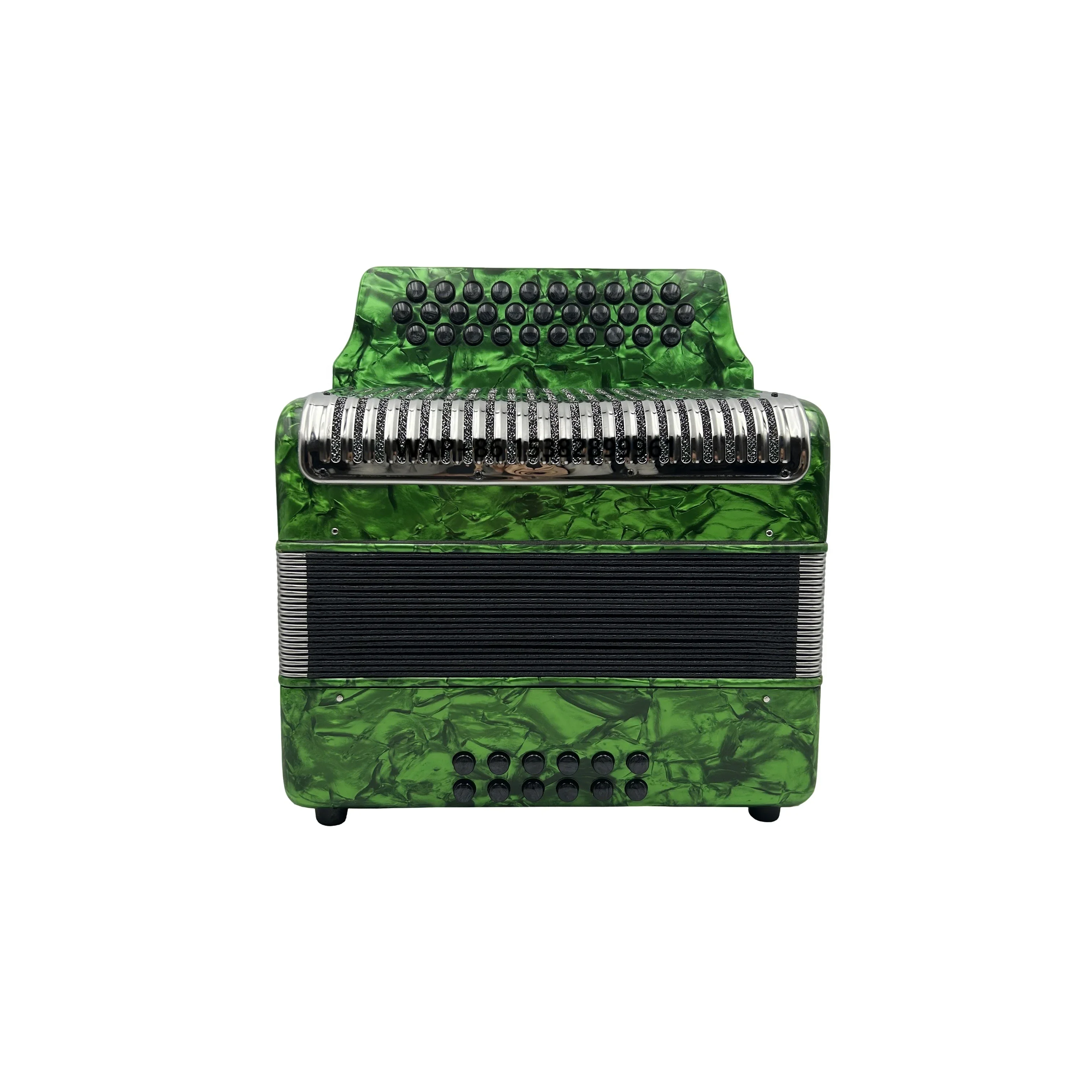 

SEASOUND OEM Green Celluloid Stainless Steel Grill Accordion Instrument JB3112C Diatonic with 31 Buttons and 12 Bass