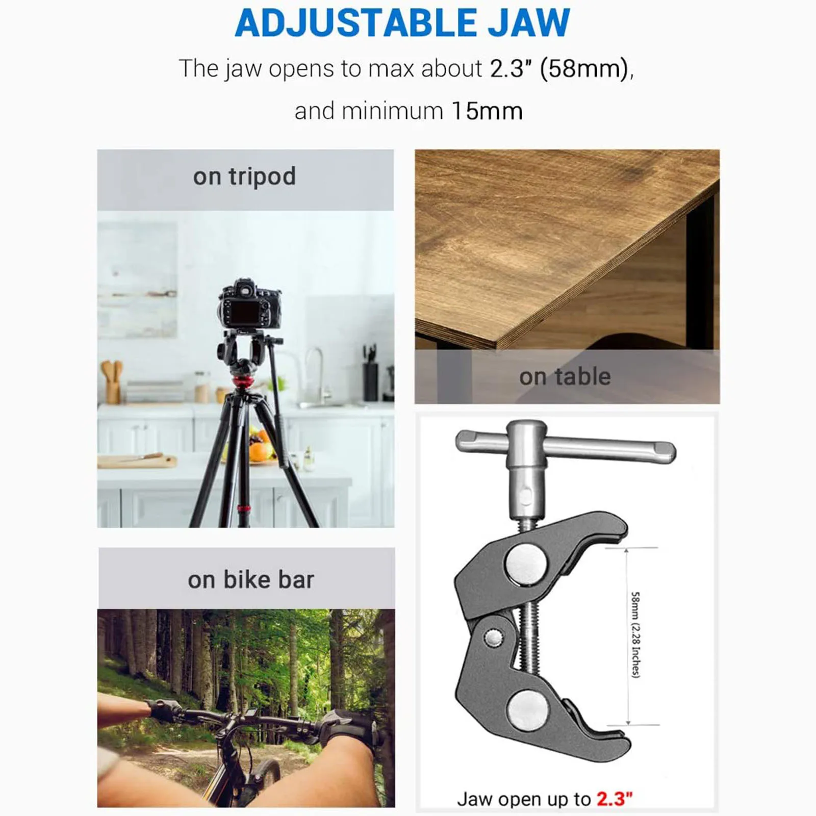 Super คลิปยึดแบบหนีบพร้อมแขนมายากลคู่หัวอะแดปเตอร์รั้วโต๊ะสำหรับ Ronin-M/ Insta360/gopro Photo Studio