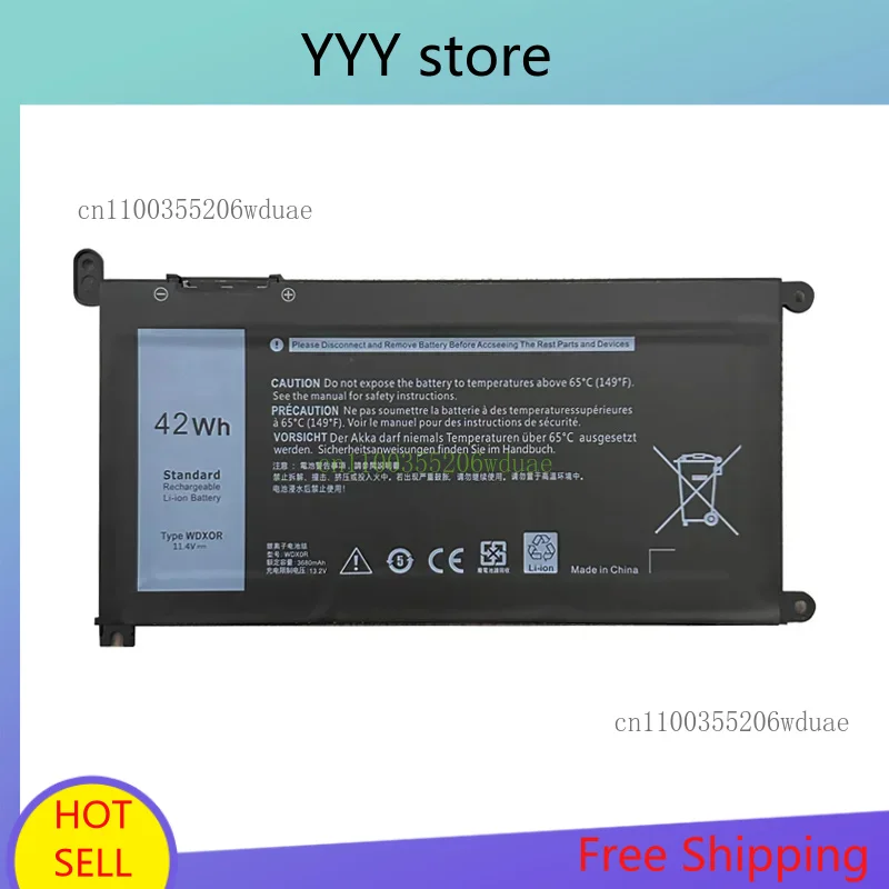 

Аккумулятор для ноутбука WDXOR для DELL Vostro 5468 5471 5568 Inspiron 17 5770 5767 5765 15 5584 5567 7560 3583 5538 5567 WDXOR 11,4 В 42WH
