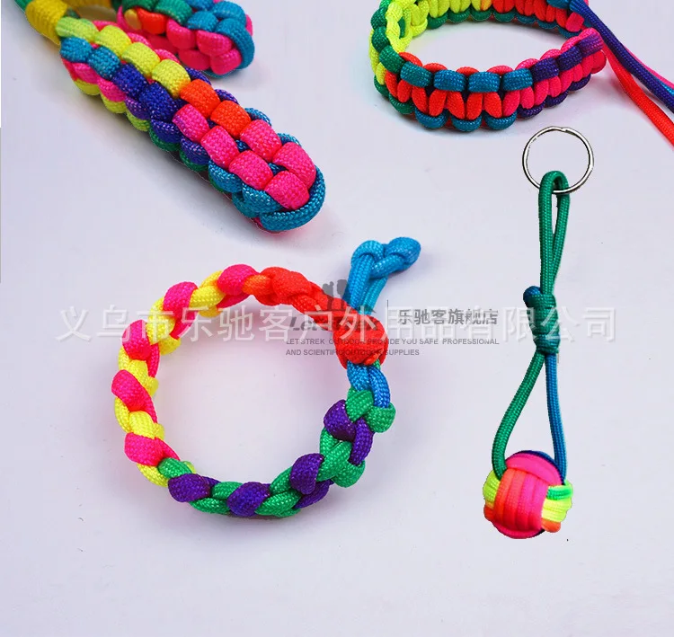 4mm Rainbow Colors Cord Rope III 7 Strand Parachute Lanyard Rope Climbing Camping Survival Equipment Paracord Bracelet