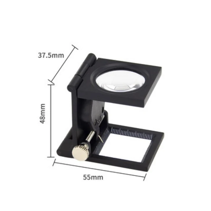 Portable folding magnifying glass ten times mirror HD optical with light scale repair inspection antique tool magnifying glass