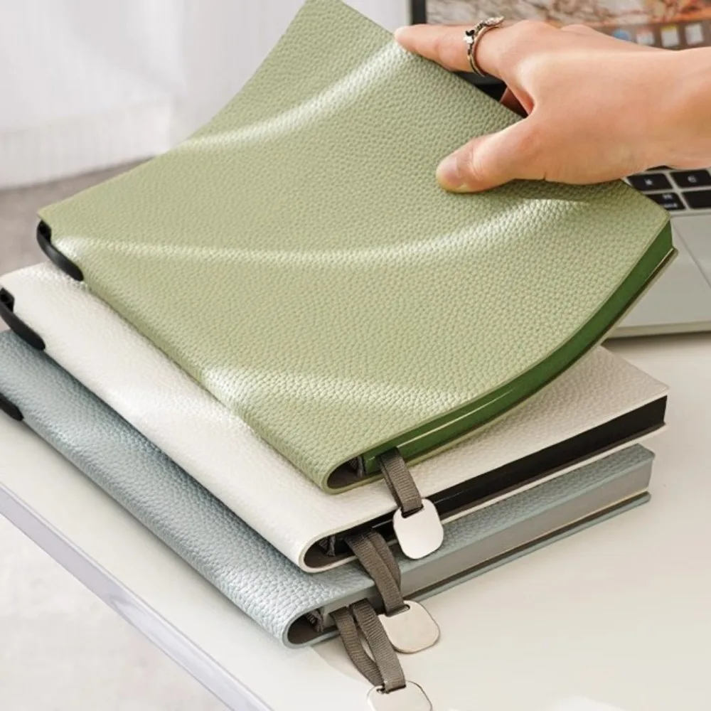 Simple Thick Leather Notebook A5 Litchi Leather Business Notepad Horizontal Line Exquisite Student Diary School