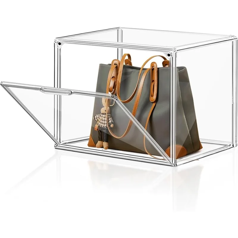 

1 Pack Acrylic X-Large Shoe Box Clear Plastic Stackable Storage Boxes with Magnetic Door Shoe Organizer for Closet Sneaker Boot