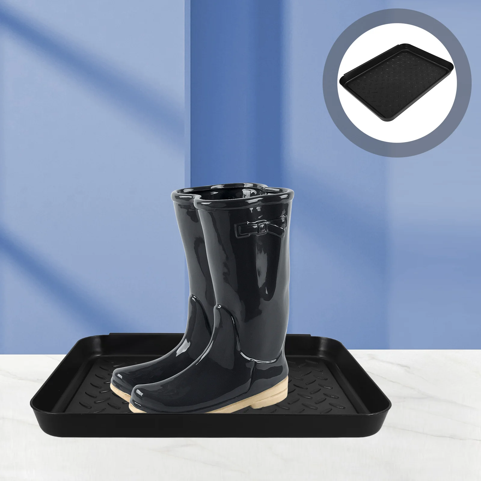 

Набор из 3 больших поддонов для обуви для прихожей, пластиковые коврики для обуви, универсальные поддоны для сбора грязи и воды, нескользящие, черные