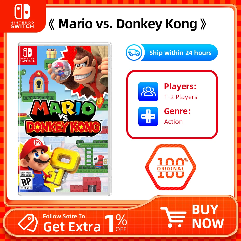 Mario Vs. Donkey kong - Nintendo Switch Games Cartridge Physical Card Support TV Tabletop Handheld Mode for Switch OLED Lite