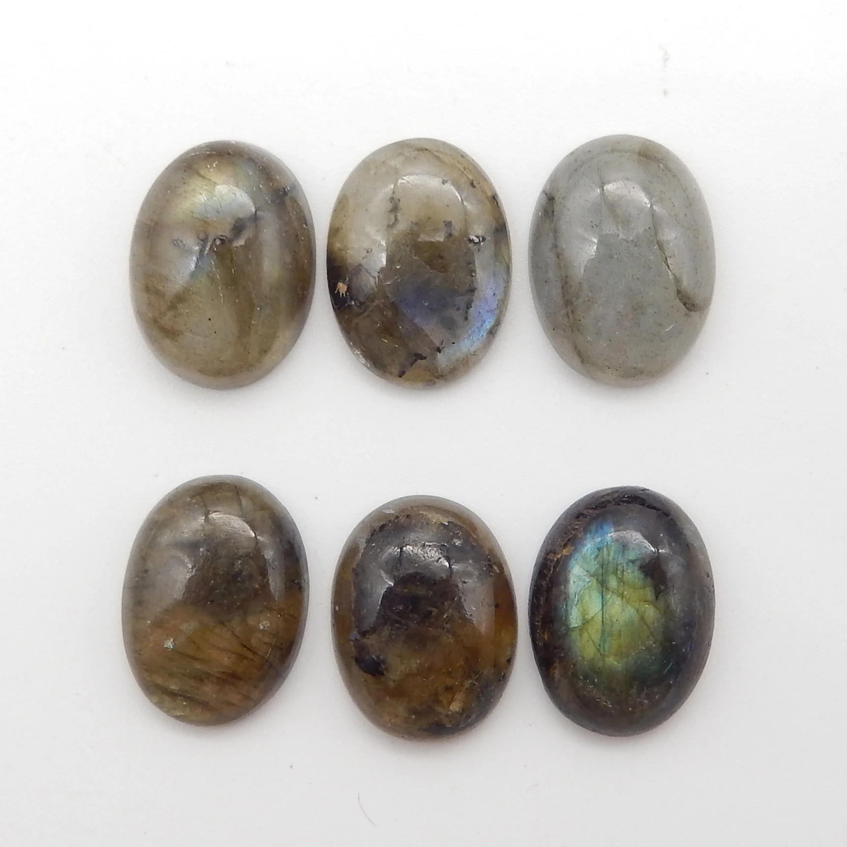 

6PCS Natural Labradorite Oval Flatback Cabochon High Quality Polished Gemstone Beads Jewelry DIY