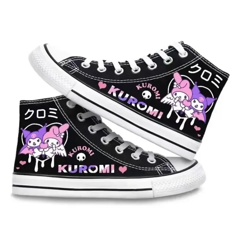 Sanrio Spring Autumn New Kuromi Printed Boys and Girls Canvas Shoes Cute Melody Cartoon Anime Shoes Unisex Casual Shoes Sneakers