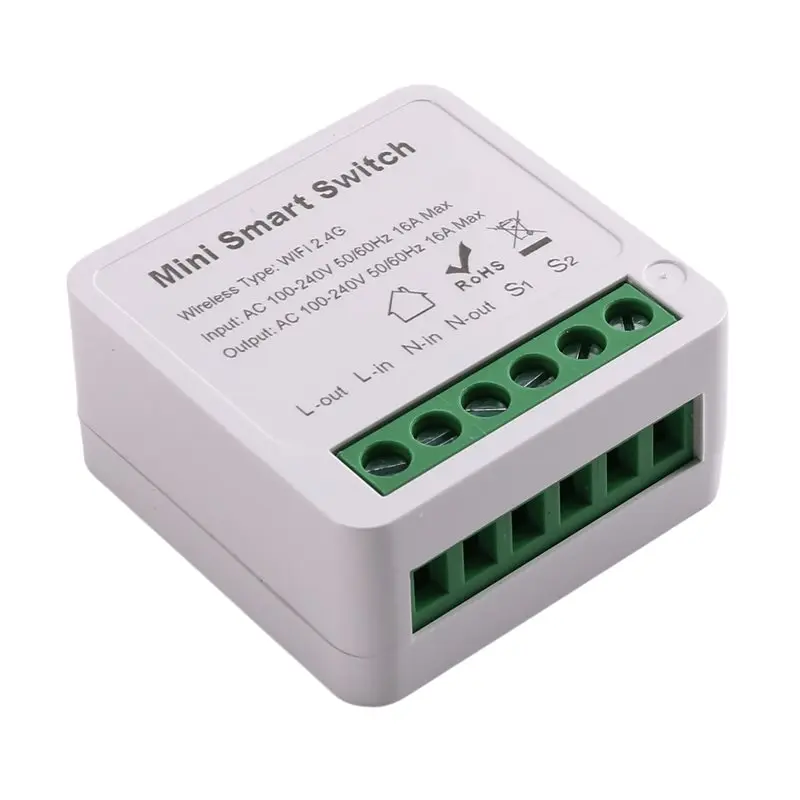 

A13E-Tuya Wifi Smart Switch Module 16A Mini Relay 2-Way Control DIY APP Remote Voice Works For Alexa Google Breaker