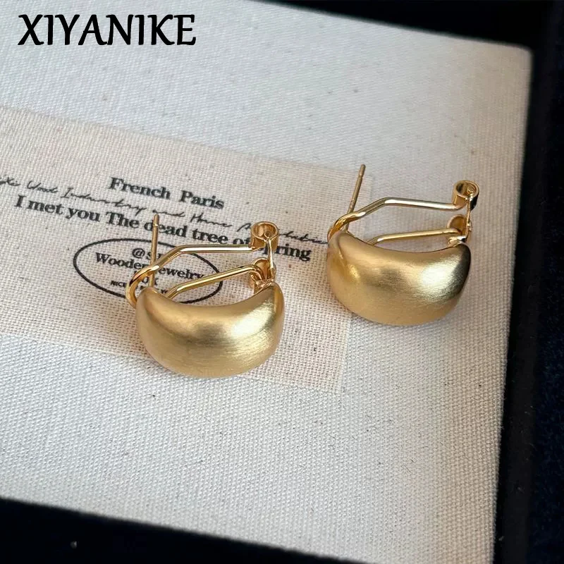 XIYANIKE Minimalist Metal C-shaped Brushed Hoop Earrings For Women Lady Fashion New Jewelry Gift Party Wholesale серьги женски