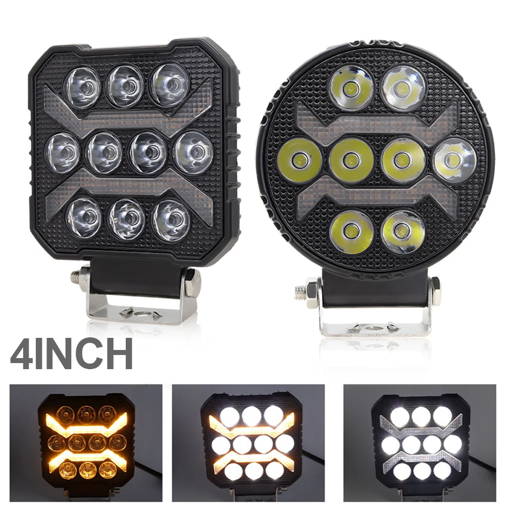 

4inch Fog Light Led Spotlights Driving Lamp For Offroad Truck BUS Trailer 4 Inch Work Lights White Yellow DRL Headlight Auto