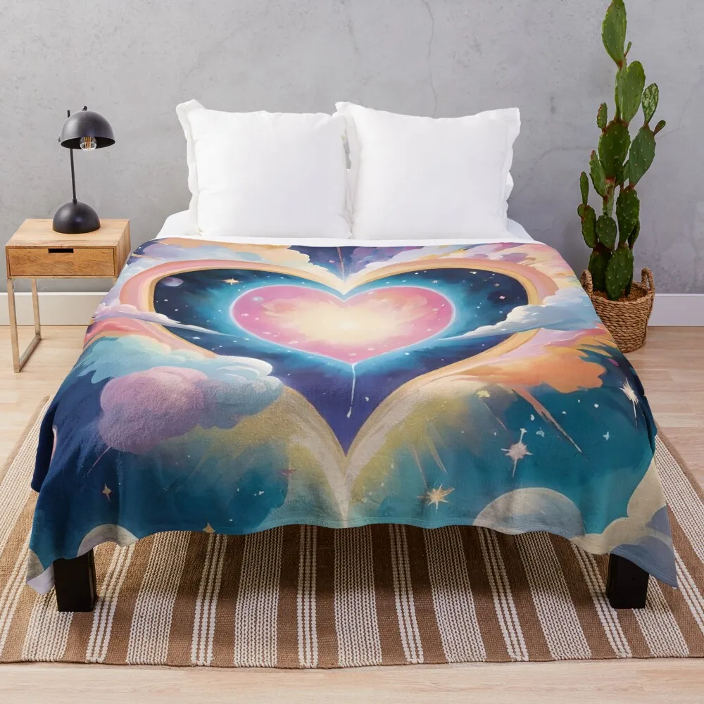 Abstract art with heart in space Throw Blanket Vintage Moving Decorative Beds Blankets