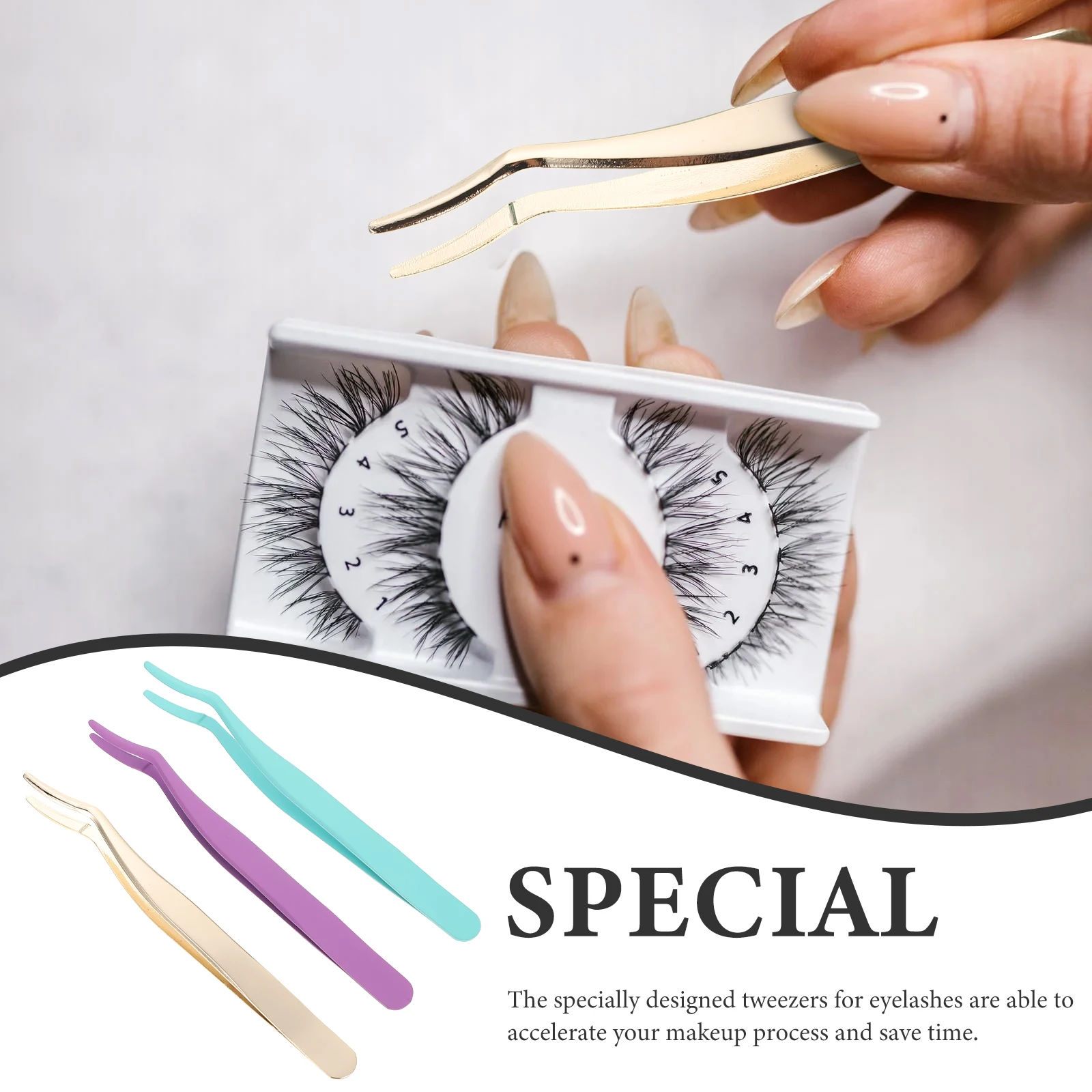 

3 Pcs Tweezers Set Stainless Steel Lash Extensions Tools Professional False Eyelash Applicator Lash Tweezers For Eyelash