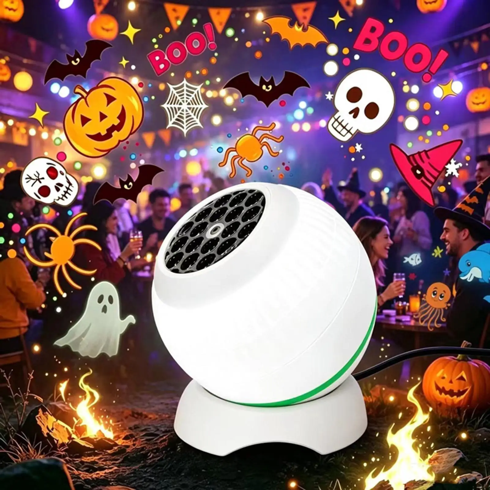 LED Night Light Projector Colorful Dynamic Rotating Projector Ocean Halloween Christmas Theme Lamp for Party Holiday Background