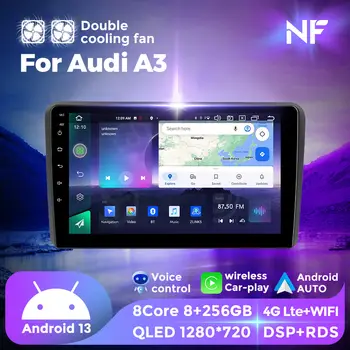 適用於奧迪A3 8P(2003-2012)的8核心安卓智慧系統多媒體播放器,搭配立體聲導航、GPS、無線CarPlay、車用收音機和DSP功能。 8 最佳銷售 奧迪A3 8P1 - №1