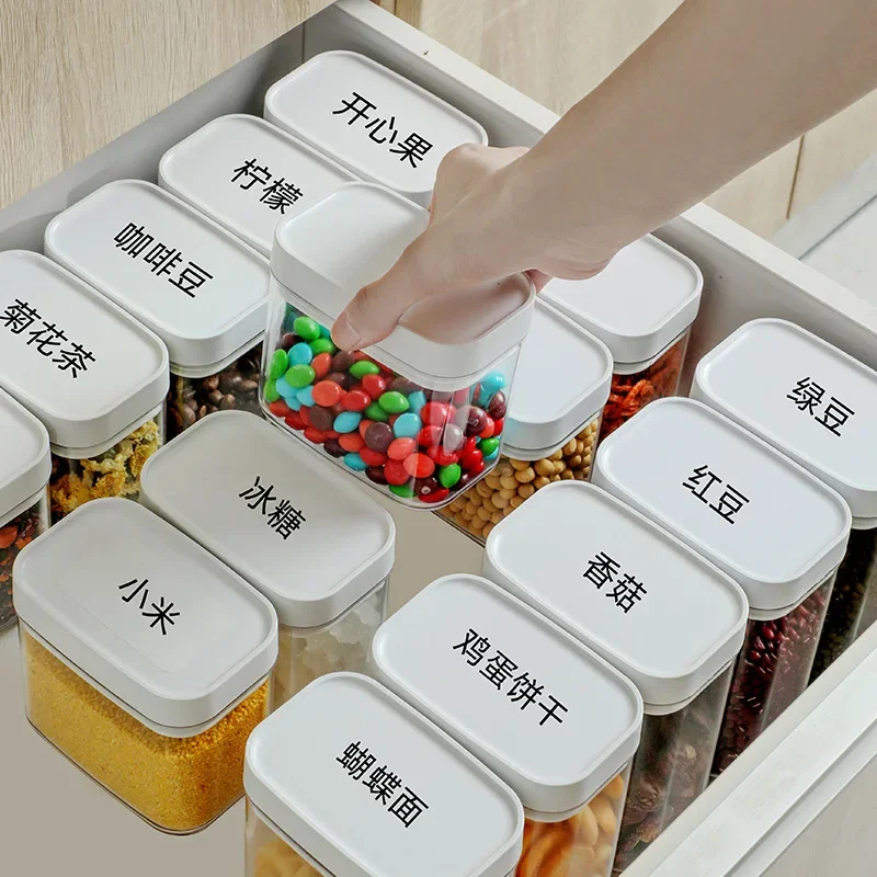 1-4PCS Food Grade Sealed Cans Whole Grain Storage Box Kitchen Household Snack Storage Preservation Plastic Transparent Jars Hot