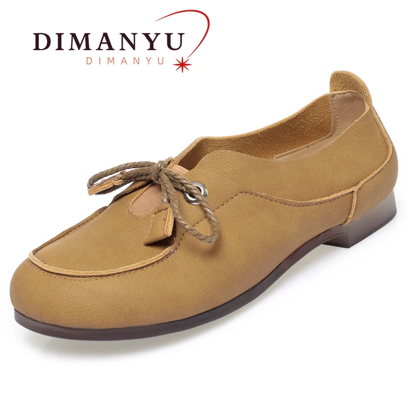 DIMANYU frauen Schuhe Retro 2024 Frühjahr Neue Echtes Leder Weibliche Casual Schuhe Große Größe Lace-up frauen Schuhe