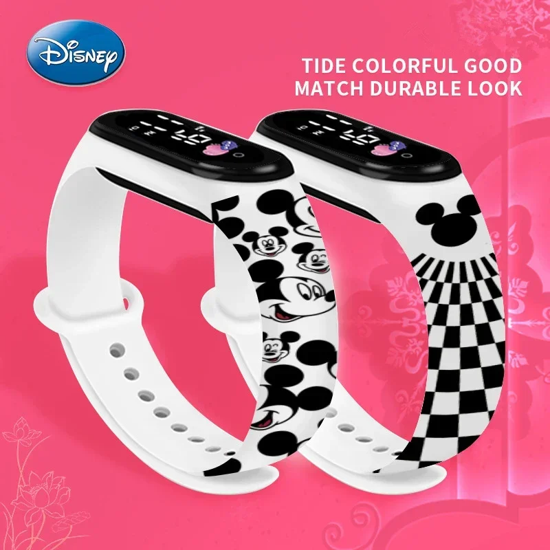 Disney Mickey Minnie Mouse Kids' Watches Cartoon Character Figures LED Touch Waterproof Electronic Kids Watch Birthday Gifts Toy