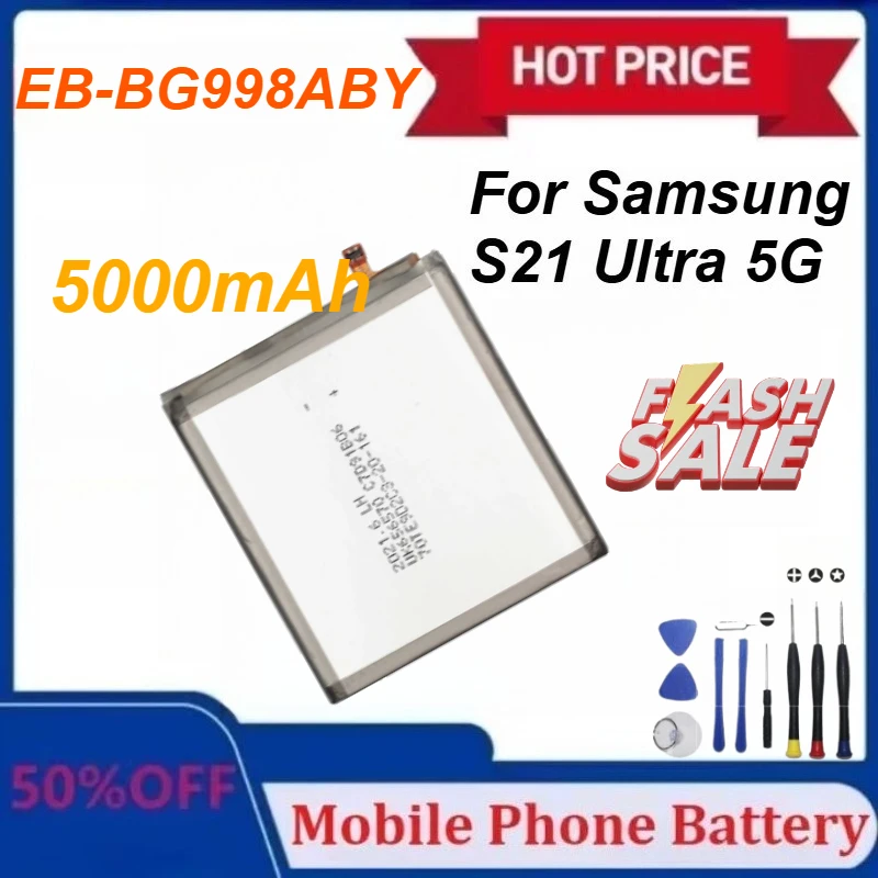 

New High Quanlity Battery EB-BG998ABY 5000mAh For Samsung S21 Ultra 5G Mobile Phone Battery with Tools