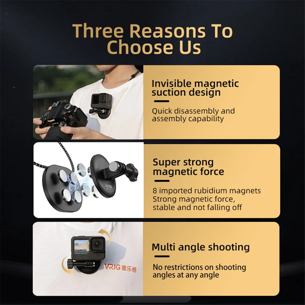 UURIG – support de caméra universel, support de cou magnétique, support de caméra