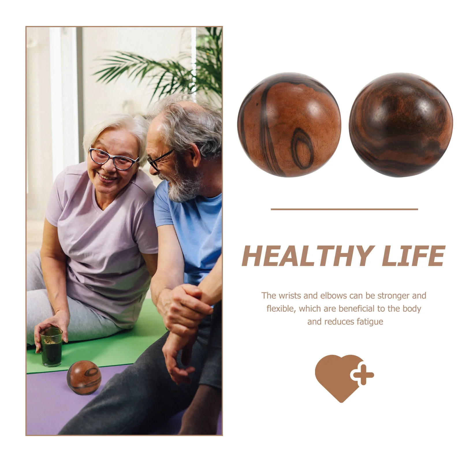 2 Pcs Fitness Golfer Spins The Ball Wooden Massage Balls Elderly Ebony Handheld Exercise Muscle