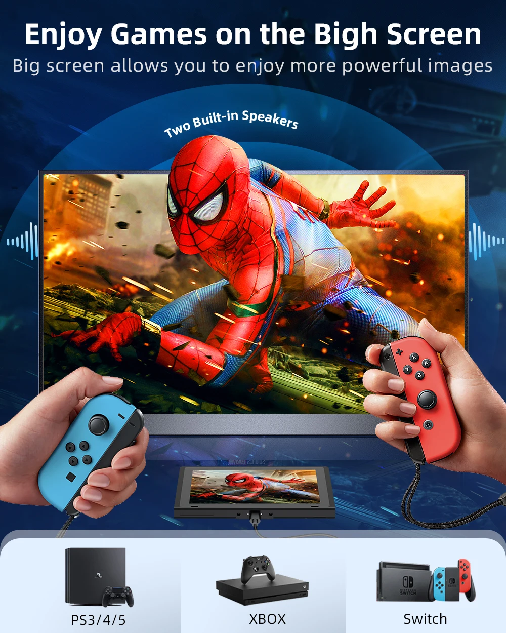 UPERFECT Portable Monitor 2K 17.3 Inch QHD FreeSync HDR IPS 99%sRGB Lightweight Eye Care Computer Display With Type-C Mini HDMI