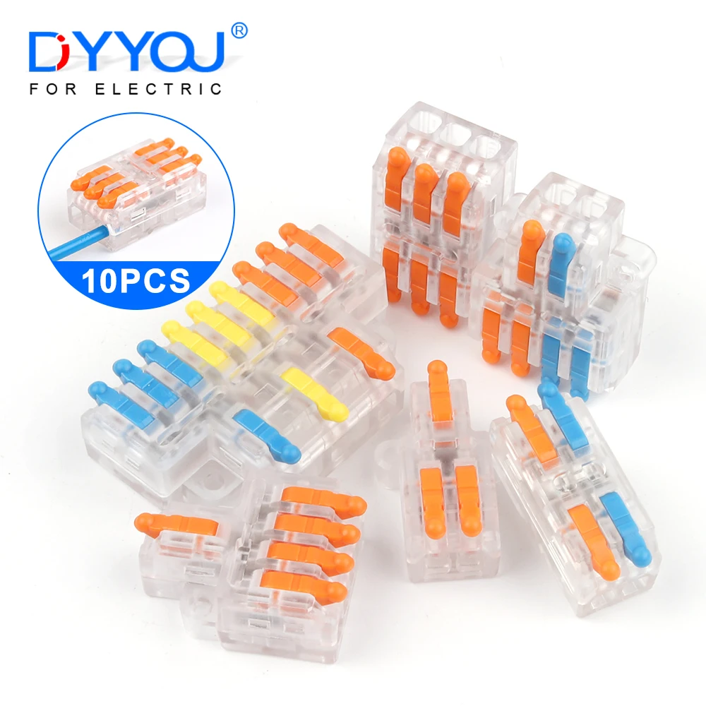 10PCS Quick Push-in Wire Connector 2/3 Pin Transparent Electrical Terminal Block Splice Conductor Splitter Led Light AWG28-12