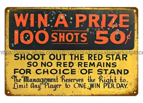 win a prize Park Amusement Game metal tin sign metal or reproduction wall art